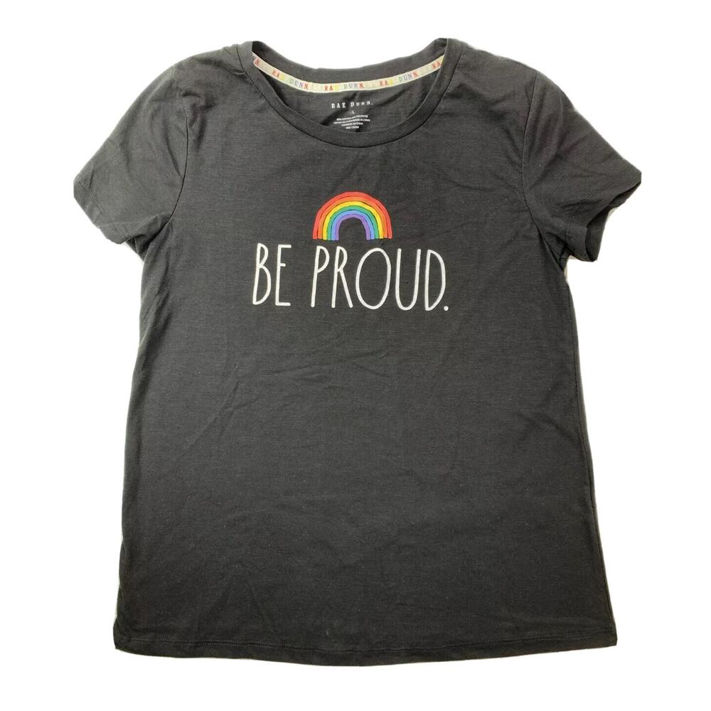 Rae Dunn Women’s Size‎ Large L Be Proud Rainbow Pride Gay T-Shirt Pride NWT